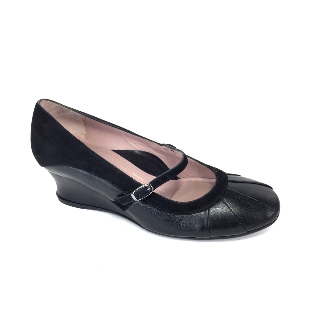 🌸BEAUTIFEEL Black Leather & Suede Wedge Mary Janes🌸